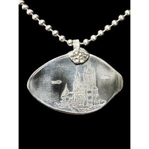 Rolex Lausanne Spoon Pendant In Sterling Silver With Cathedral Engraving